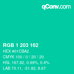 Color code: RGB 1 203 162 | qconv.com