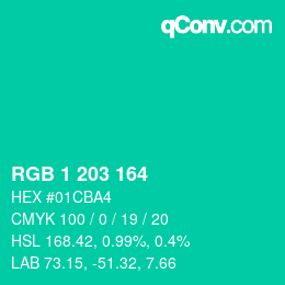 カラーコード: RGB 1 203 164 | qconv.com