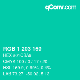 Color code: RGB 1 203 169 | qconv.com