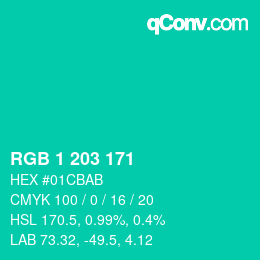Color code: RGB 1 203 171 | qconv.com