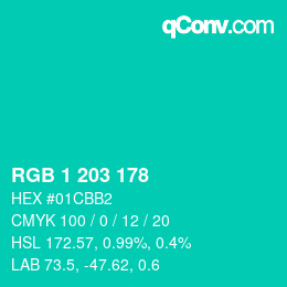 Color code: RGB 1 203 178 | qconv.com