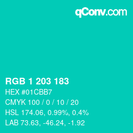 Color code: RGB 1 203 183 | qconv.com