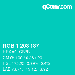 Color code: RGB 1 203 187 | qconv.com