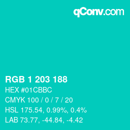 Color code: RGB 1 203 188 | qconv.com