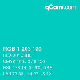 カラーコード: RGB 1 203 190 | qconv.com
