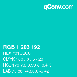 Color code: RGB 1 203 192 | qconv.com