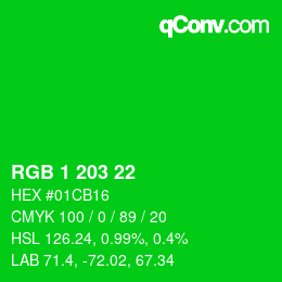 Color code: RGB 1 203 22 | qconv.com