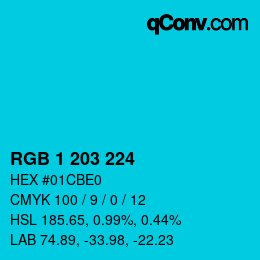 カラーコード: RGB 1 203 224 | qconv.com