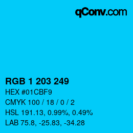 カラーコード: RGB 1 203 249 | qconv.com