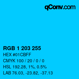 Color code: RGB 1 203 255 | qconv.com