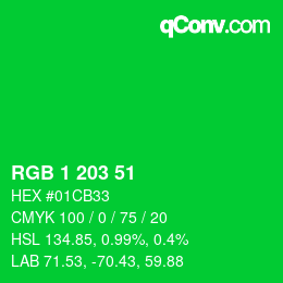 Color code: RGB 1 203 51 | qconv.com