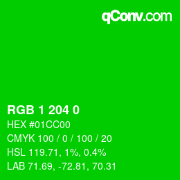 Color code: RGB 1 204 0 | qconv.com