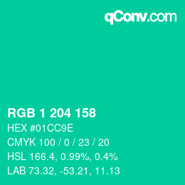 Color code: RGB 1 204 158 | qconv.com