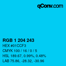 Color code: RGB 1 204 243 | qconv.com