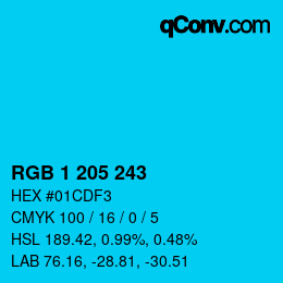 Color code: RGB 1 205 243 | qconv.com