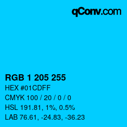 Color code: RGB 1 205 255 | qconv.com