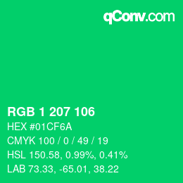 Color code: RGB 1 207 106 | qconv.com