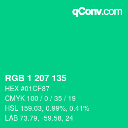 カラーコード: RGB 1 207 135 | qconv.com
