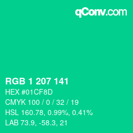 カラーコード: RGB 1 207 141 | qconv.com