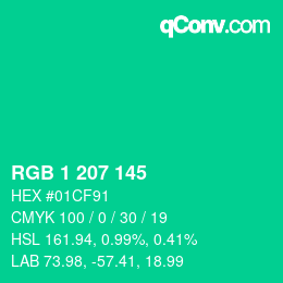 カラーコード: RGB 1 207 145 | qconv.com