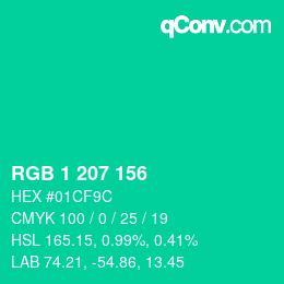 カラーコード: RGB 1 207 156 | qconv.com