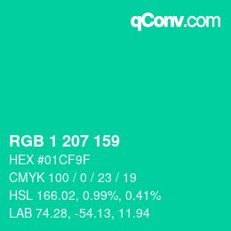 カラーコード: RGB 1 207 159 | qconv.com