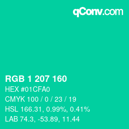 カラーコード: RGB 1 207 160 | qconv.com