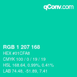 カラーコード: RGB 1 207 168 | qconv.com