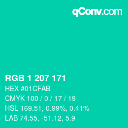 カラーコード: RGB 1 207 171 | qconv.com