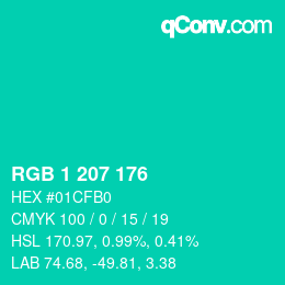 カラーコード: RGB 1 207 176 | qconv.com