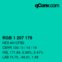 Color code: RGB 1 207 179 | qconv.com