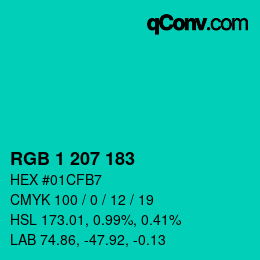 カラーコード: RGB 1 207 183 | qconv.com