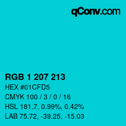 カラーコード: RGB 1 207 213 | qconv.com