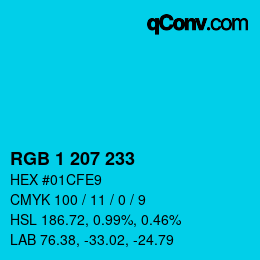 カラーコード: RGB 1 207 233 | qconv.com