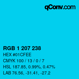 Color code: RGB 1 207 238 | qconv.com