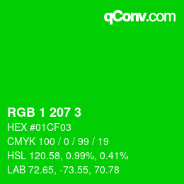 Color code: RGB 1 207 3 | qconv.com