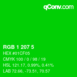カラーコード: RGB 1 207 5 | qconv.com