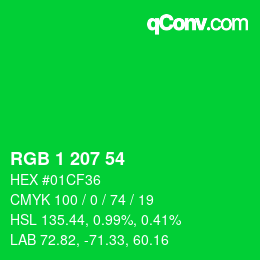 Color code: RGB 1 207 54 | qconv.com