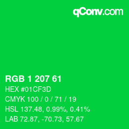Color code: RGB 1 207 61 | qconv.com