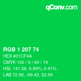 カラーコード: RGB 1 207 74 | qconv.com
