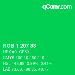 Color code: RGB 1 207 83 | qconv.com