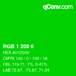 Color code: RGB 1 208 0 | qconv.com