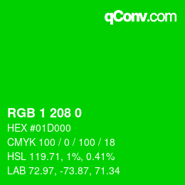 Color code: RGB 1 208 0 | qconv.com