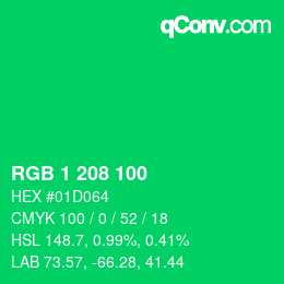 Color code: RGB 1 208 100 | qconv.com