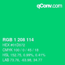 カラーコード: RGB 1 208 114 | qconv.com