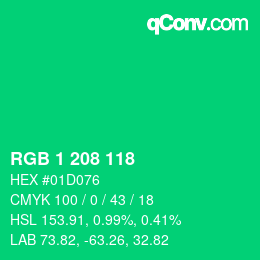 カラーコード: RGB 1 208 118 | qconv.com