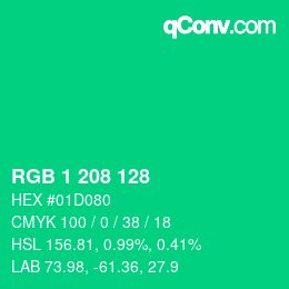 カラーコード: RGB 1 208 128 | qconv.com