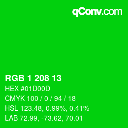 Color code: RGB 1 208 13 | qconv.com