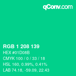 カラーコード: RGB 1 208 139 | qconv.com