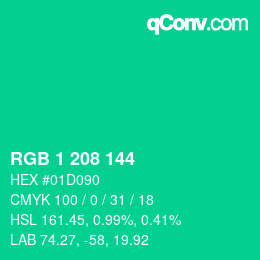 カラーコード: RGB 1 208 144 | qconv.com